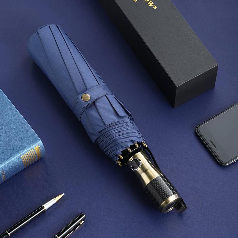 Osdona Ultra-Light Carbon Fiber Handle Automatic Sun Umbrella Aluminum Alloy Reinforced Windproof Business Umbrella Ten Bones Gift Umbrella