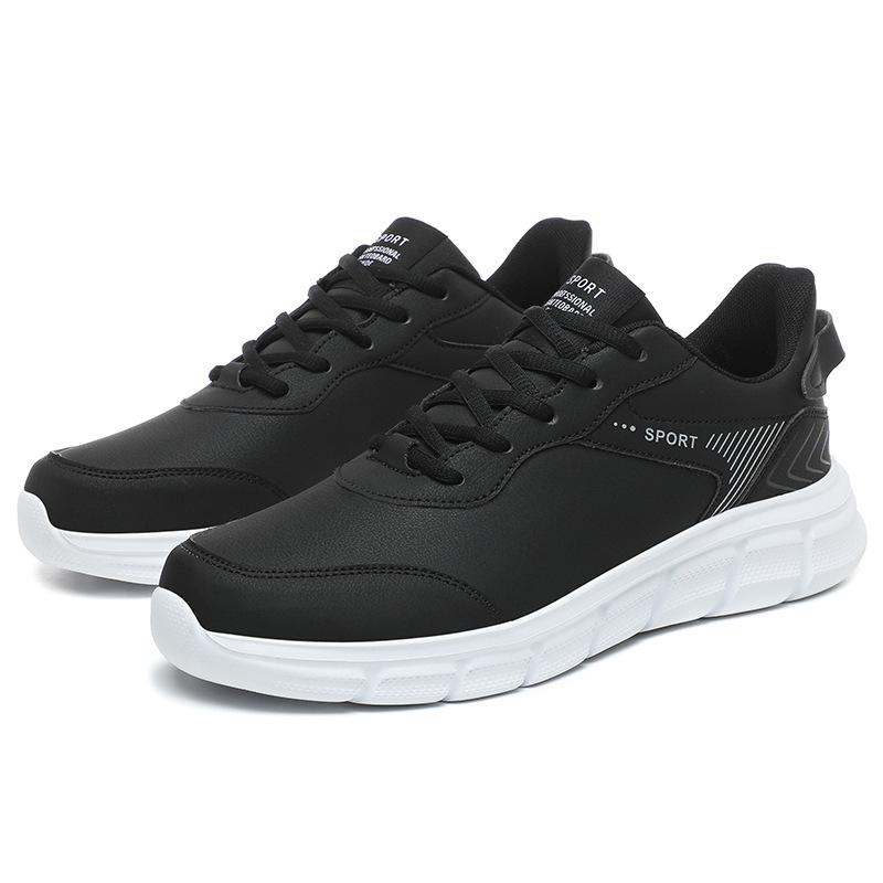 Large Size Sneakers Men's Shoes Leather New Men's Black Casual Running Shoes Men's Sneakers