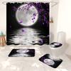 Moon Phase Moonlit Shower Curtain Set Black Celestial Flower Floral Herbs Ivy Surrounded Vines Toilet Lid Cover Bath Mat Rug Set