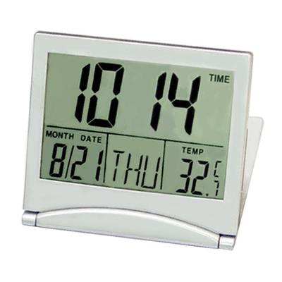 LCD Digital Silver Wall Clock  Table Clock Calendar Temperature Alarm Clock