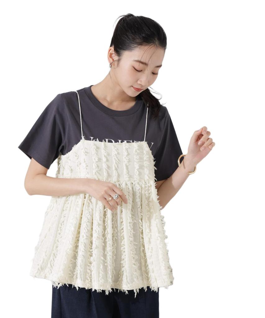 Nano Universe Fringe Camisole F Women's Bustier, 037, Ivory, 673-5121306
