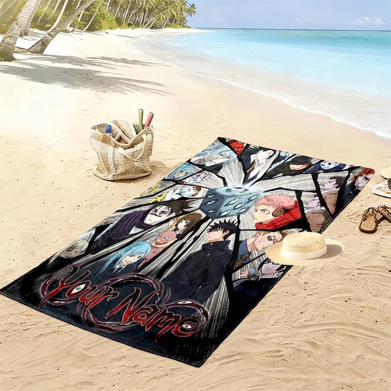Name Custom Jujutsu Kaisen Print Beach Towel, Large Soft Quick Dry Towel for Beach Camping Swimming