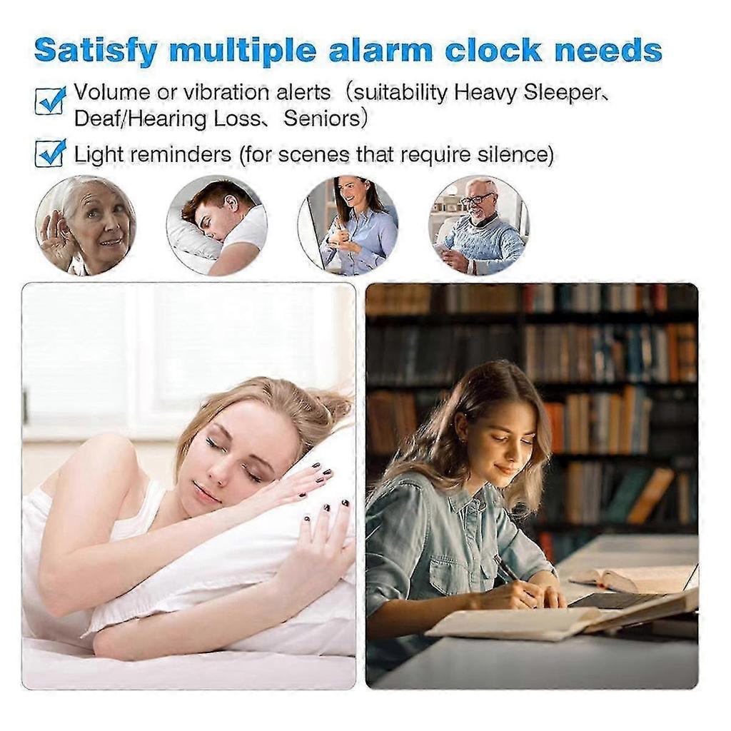Extra Loud Alarm Clock with Bed Shaker for Heavy Sleepers, 6.5" Large Display