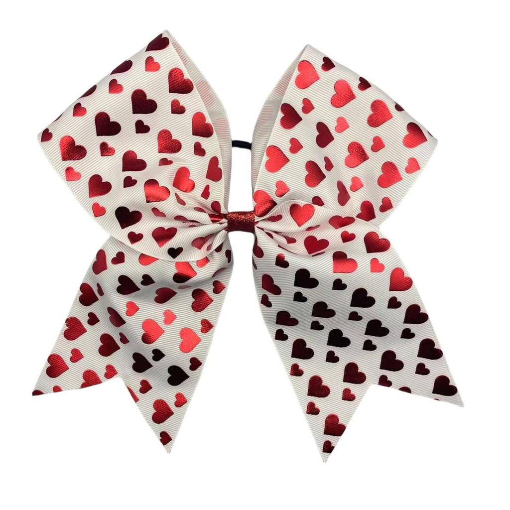 Valentine's Day Heart Bow Cheerleader Elastic Hair Tie for Kids
