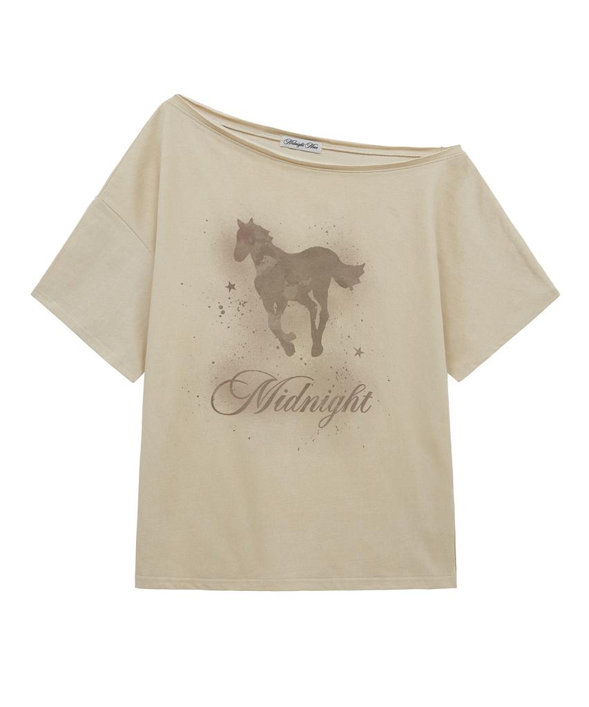 MIDNIGHT MOVE Horse T (Beige)
