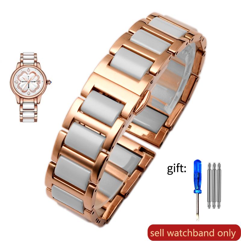 רצועת שעון קרמית איכותית עבור Rossini Guess Ebo Watch King רצועת שעון פלדה צמיד 16 18 מ"מ