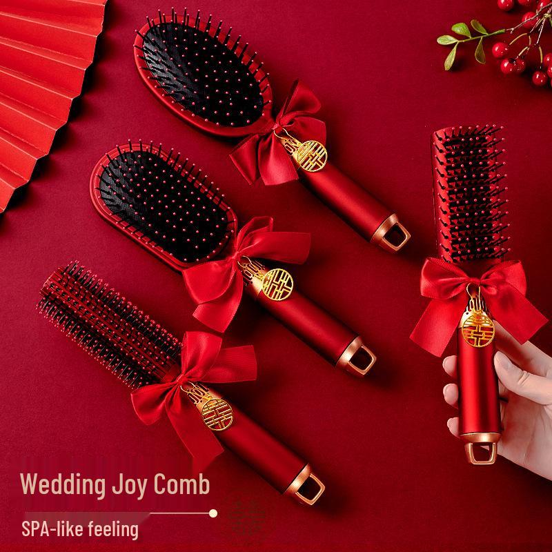 Red Cushion Comb Pair for Bride's Dowry - Wedding-Ready Accessory