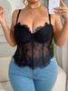 Sous-vêtements Sexy en Dentelle Grande Taille Européenne et Américaine Corset à Baleines Camisole Transparente