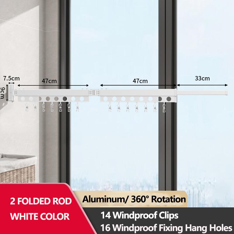 Wall Mounted Clothes Drying Rack Folding Extendable Clothesline Clothes Retractable Organizer Laundry Holder Wall Clothesline