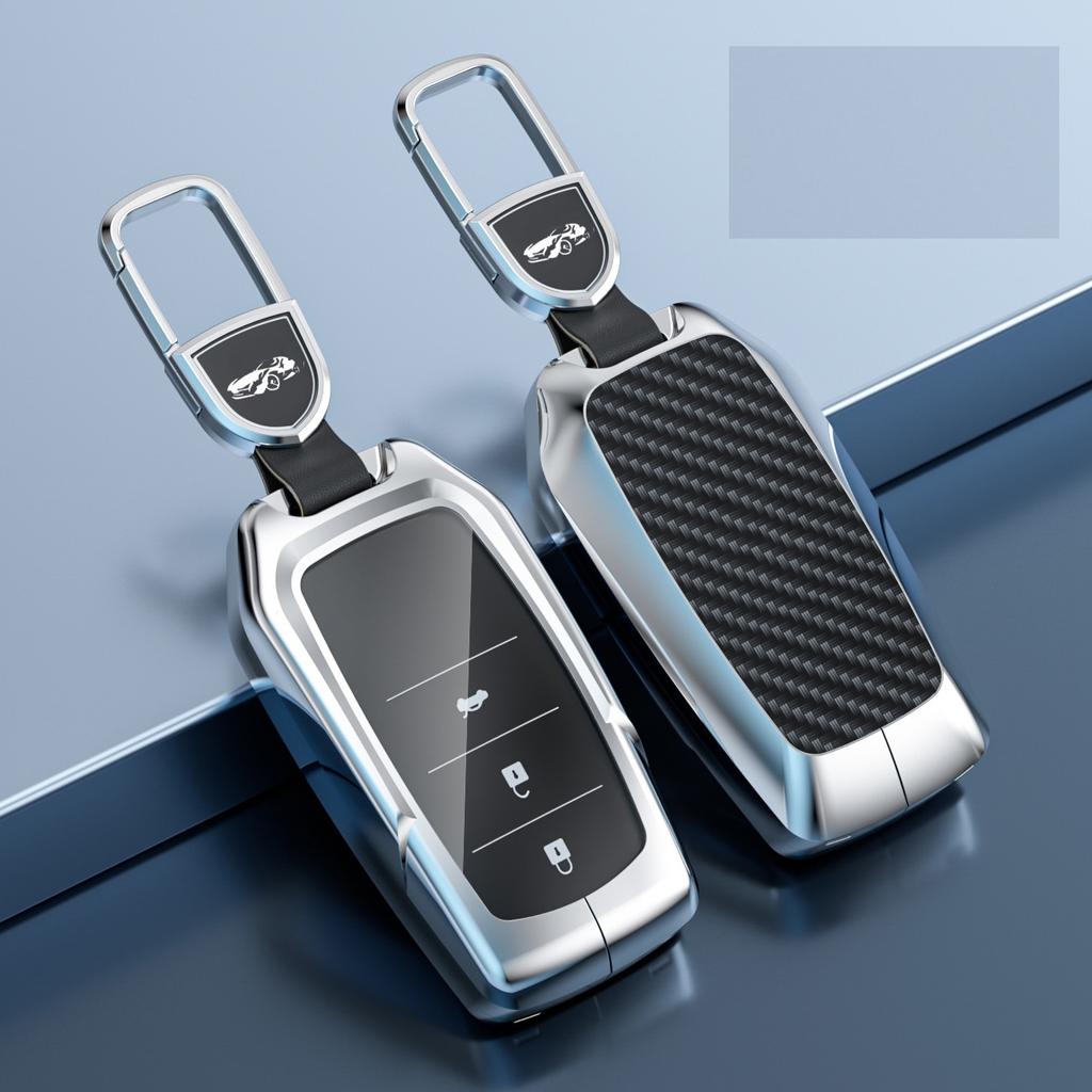 Carbon Fiber Alloy Car Remote Key Fob Case Key Cover For Toyota Chr Hilux Fortuner Land Cruiser 200 Camry Corolla Crown Rav4