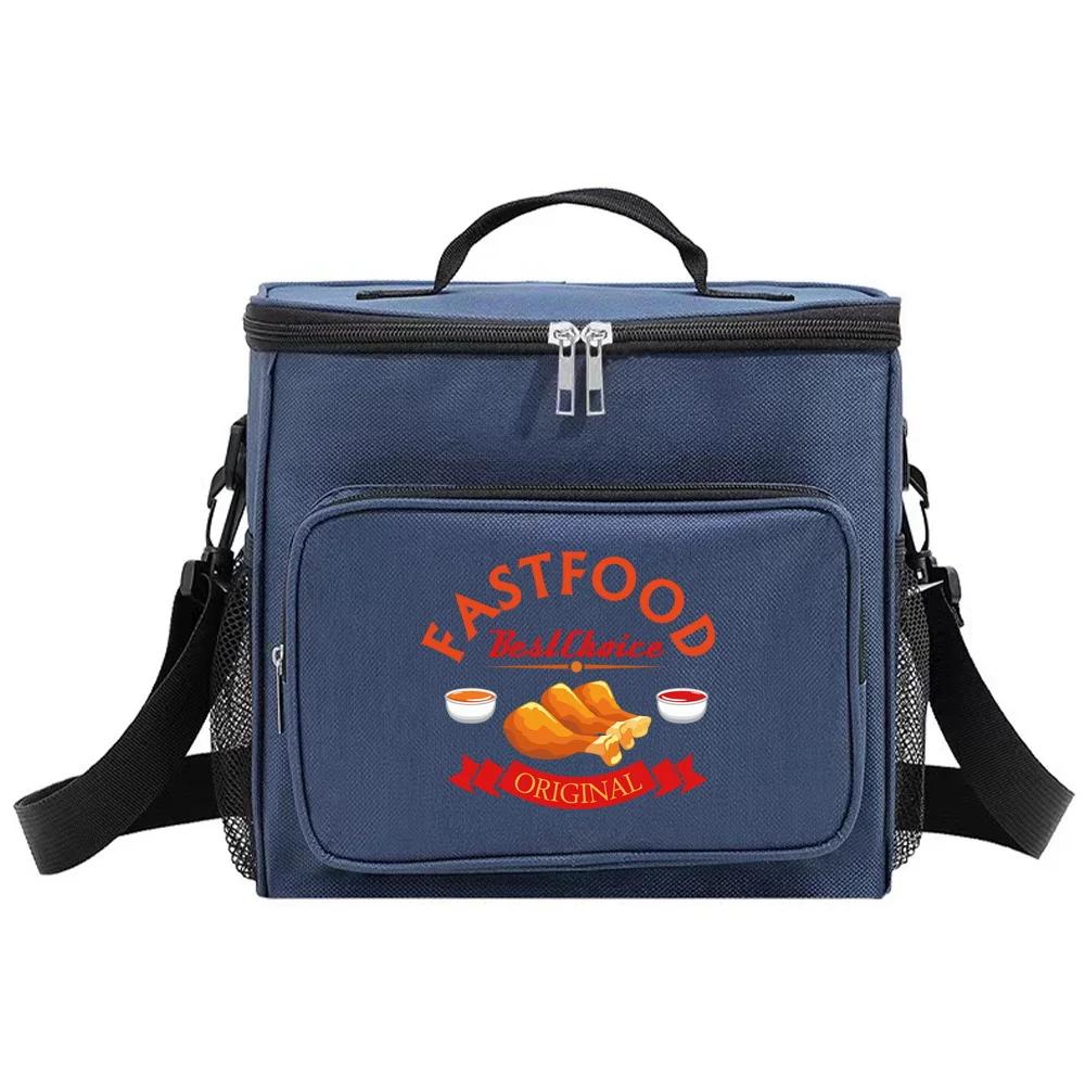 Shoulder Lunch Bag Insulated Bags Thermal Organizer Handbag Portable Waterproof Cooler Box for Men and Women Food Pattern