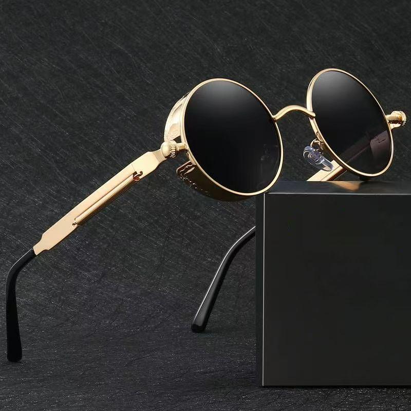 New Retro Round Frame Sunglasses Fashion Women Metal Oval Glasses Men Outdoor Driving Eyeglasses UV400