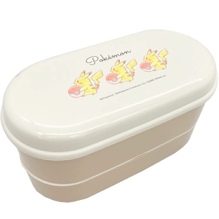 

Kamio Japan Microwaveable Lunch Pikachu Cute Compact Chopsticks Band Made in Product 021661 Pokémon Two-Tier Box, Latte, Model, Antibacterial,