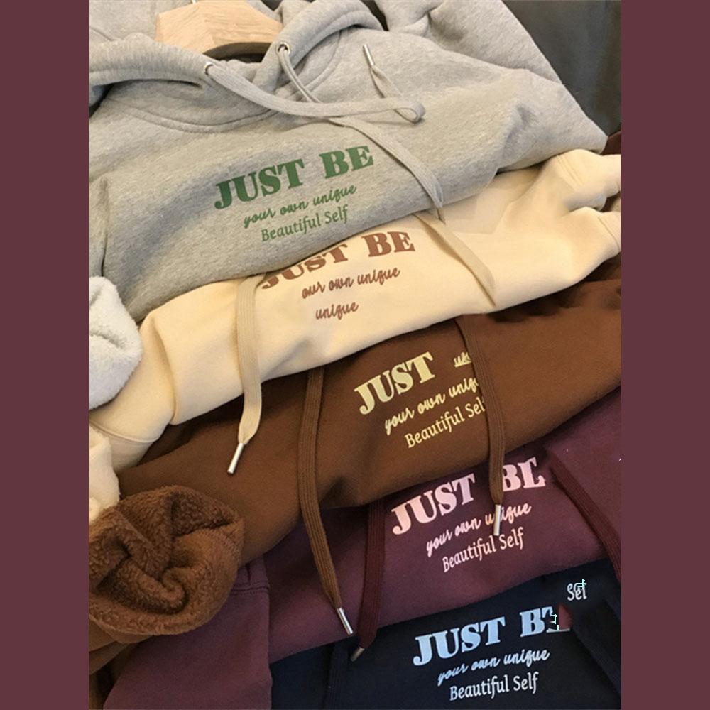 Women Long Sleeve Hooded O Neck Loose Pullovers Female Tops Solid Color Sweatshirts