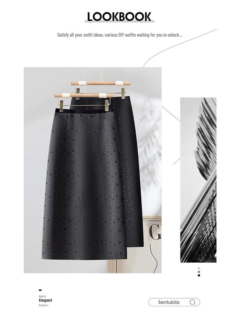 Hot Diamond High-Waist Midi Skirt - Autumn/Winter 2025: Thick, Comfortable, Slimming, Slit, Straight, Hip-Hugging Women's Fashion