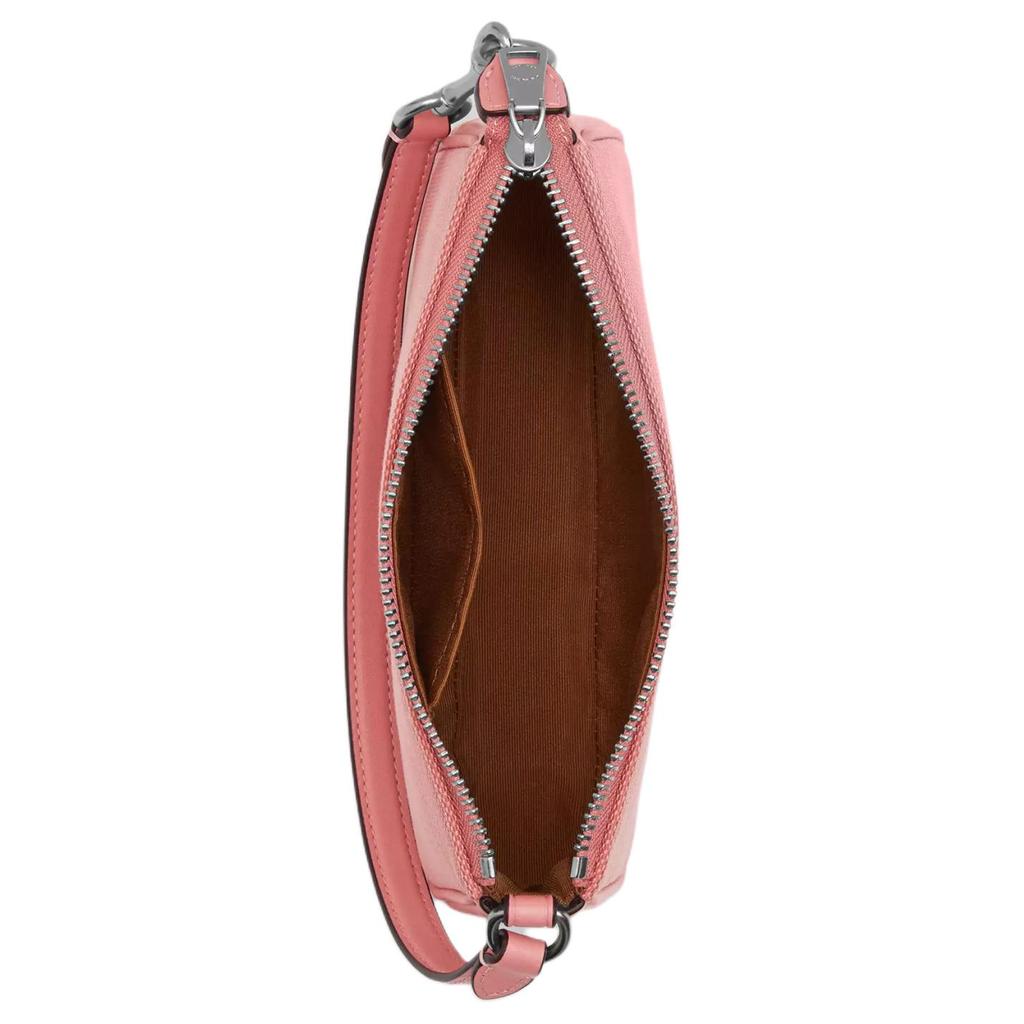 Coach Borsa a Spalla Nolita 19 con Logo a Fantasia Chiusura con Zip Jacquard e Pelle Liscia Piccola Borse da Donna Argento Rosa Chiaro CU002-SVOBD