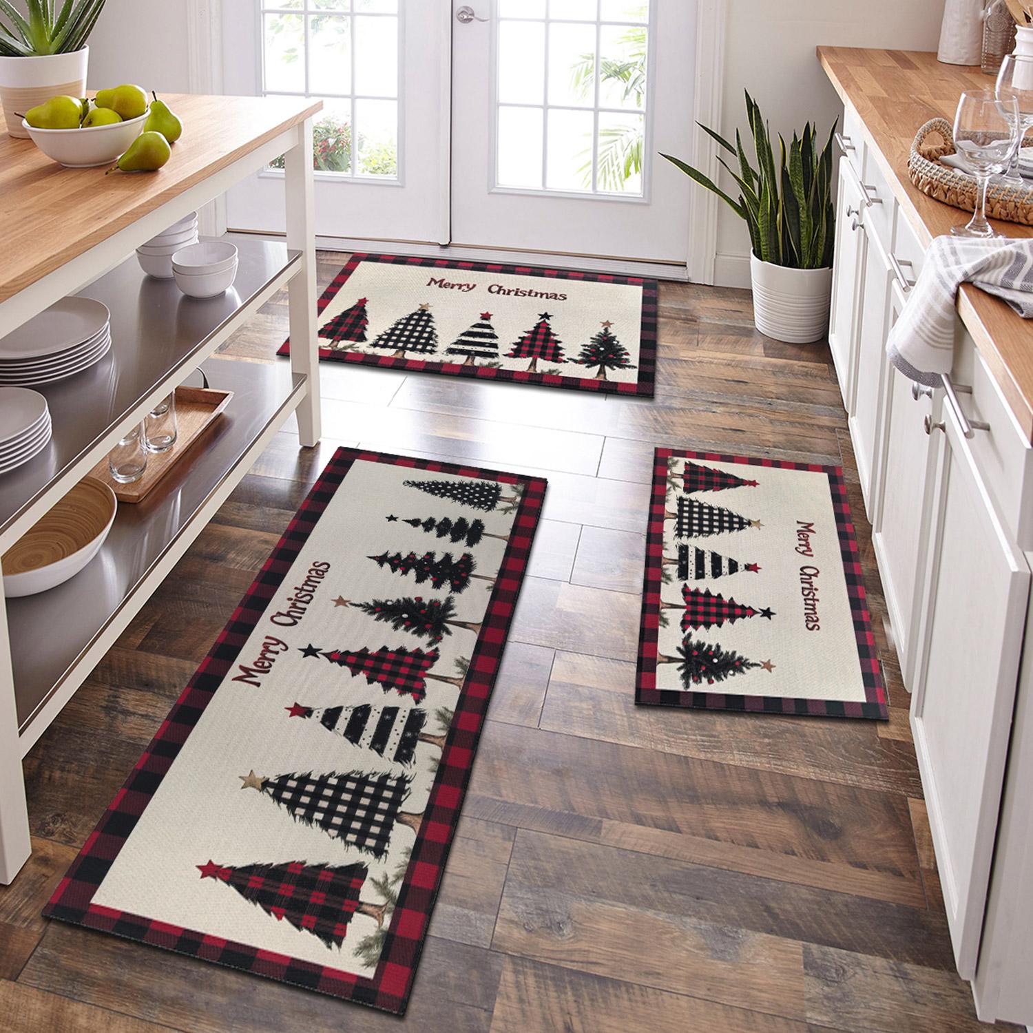 

Merry Christmas Kitchen Mat Set (1/2/3 pieces) Christmas Tree suitable for holiday decoration door mats in living rooms,dining a 400MMx600MM