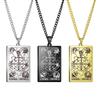 LIKGREAT Vintage Duży Naszyjnik z Kartami Tarota dla Kobiet Mężczyzn Stal Nierdzewna Esoteryzm Wisiorek Arkana Wielkie Amulet Biżuteria Para