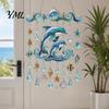 Stained Glass Acrylic Ornament Ocean-Themed Wind Chime Decoration, Animal Hanging Sun Catcher with Faux Crystal Drops, Beach House Wall Ornaments for