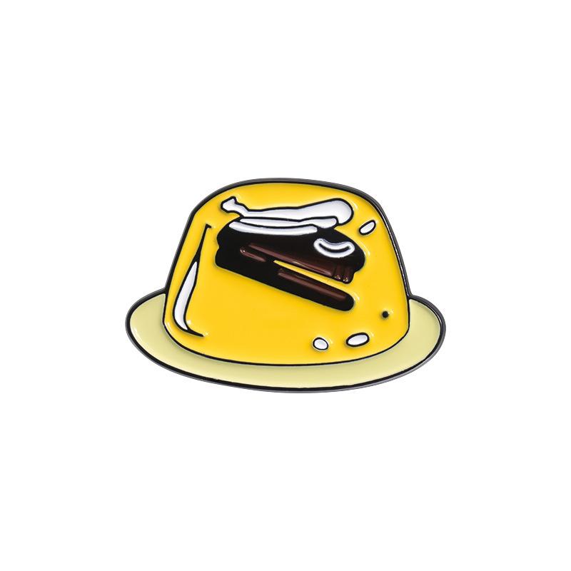 Delightful Pudding Yellow Cartoon Brooch Eyecatching Metal Badge Versatile Fashion Pin