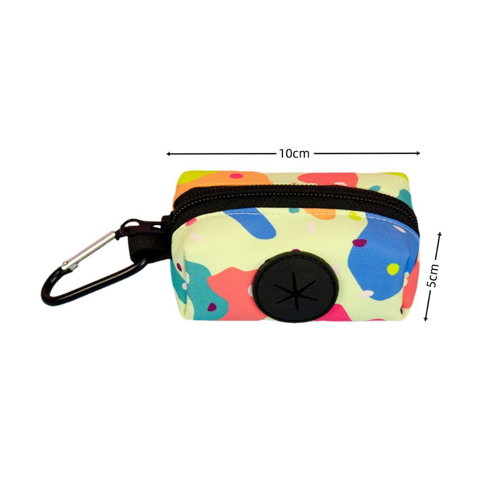 Colorful Print Dog Poop Bag Dispenser Hangable with Buckle Waste Bag Organizer Zipper Garbage Bags Dispenser Pet Supplies