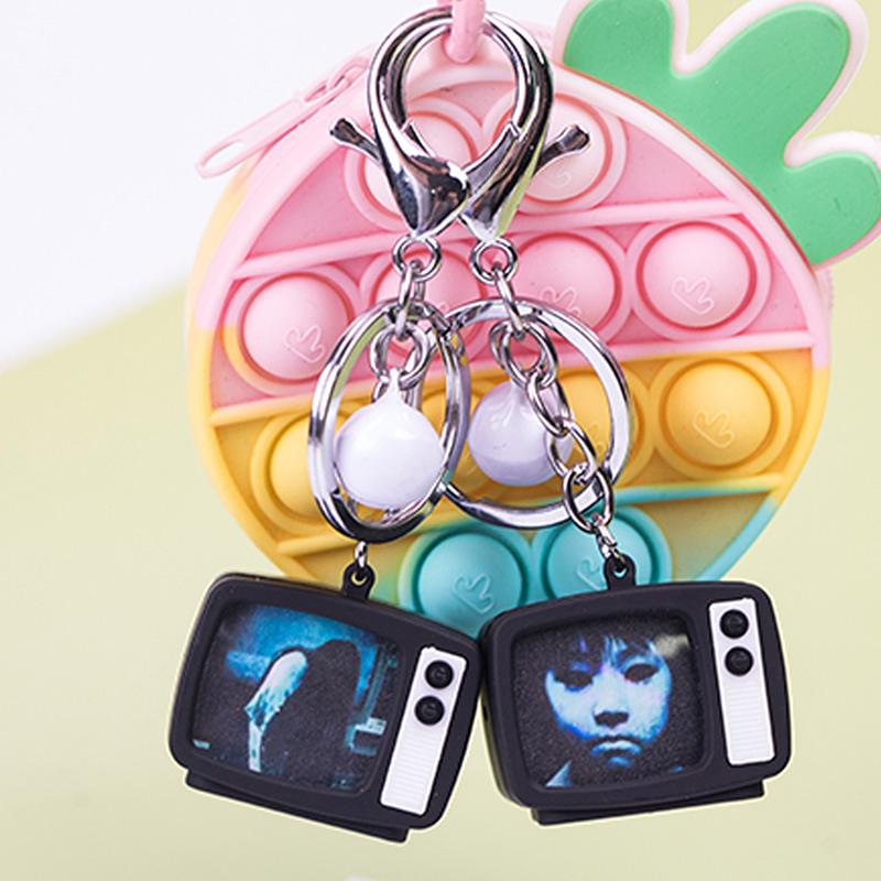 Mini Tv Keychain Horror Atmosphere Mini Tv Keychain Pendant Simulation Tv Pendant Bag Pendant