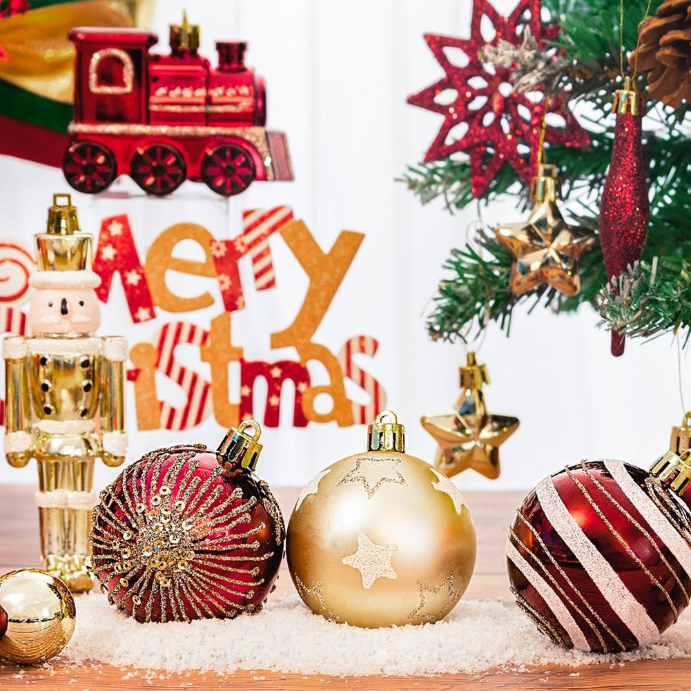 50Pcs Christmas Ball Ornaments Set Decorative Christmas Tree Hanging Decors Red and Golden Xmas Tree Pendants for Home Decor