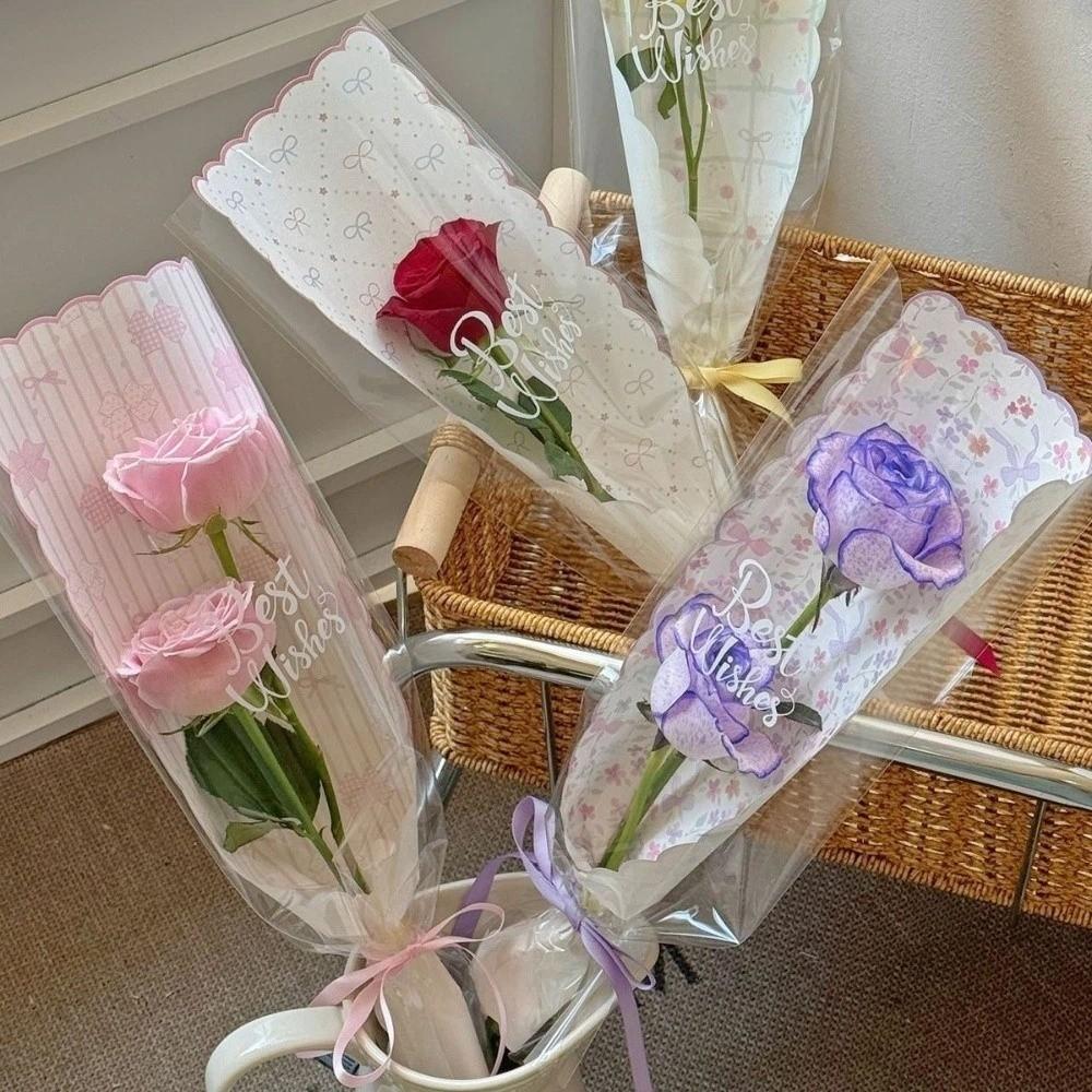 10pcs/set Waterproof Bouquet Wrapping Bags Transparent Rose Packaging Sleeve  Valentine's Day