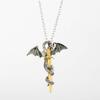 Animal Winged Dragon Gold Necklace With Alloy Pendant For Fashion Gifts And