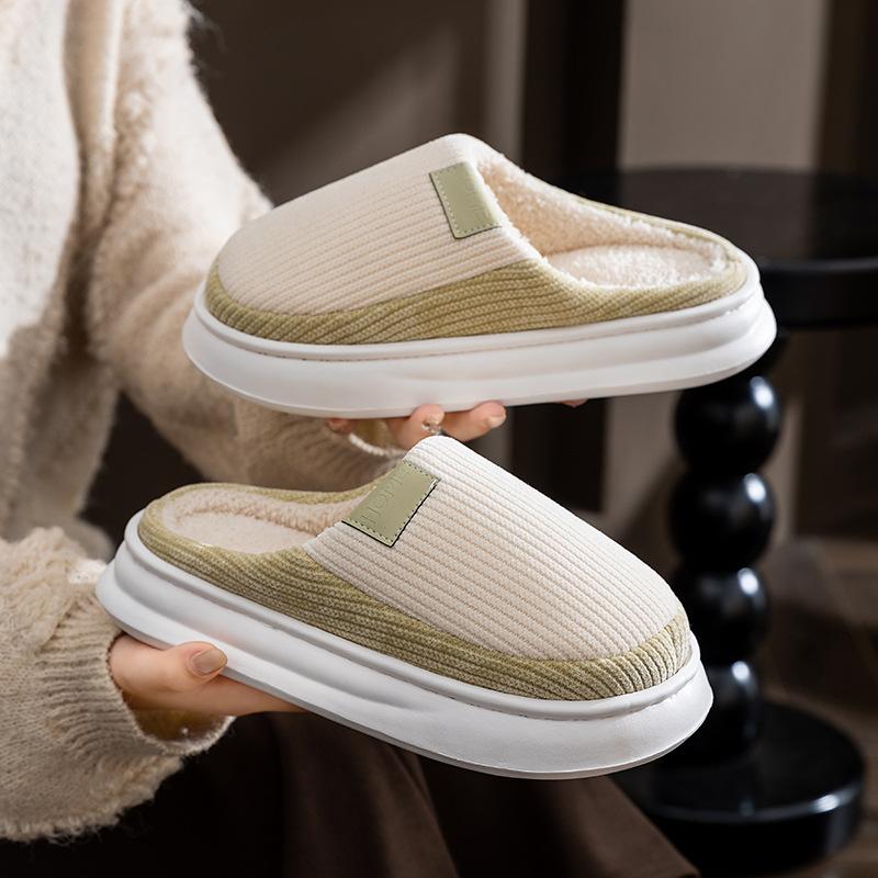 Cotton slippers autumn and winter indoor home non-slip thick bottom piled warm couple fluffy slippers