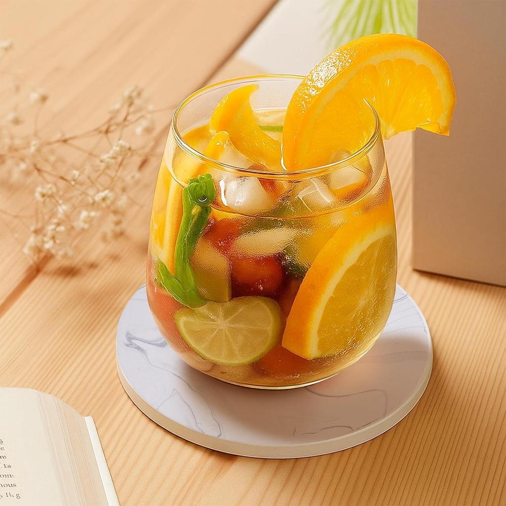 Ceramic Coasters with Matt Finish On Top & Cork Base | Coasters for Cups Set of 6 | Marble Style Ceramic Coaster for Tea, Coffee Table & Dining Table