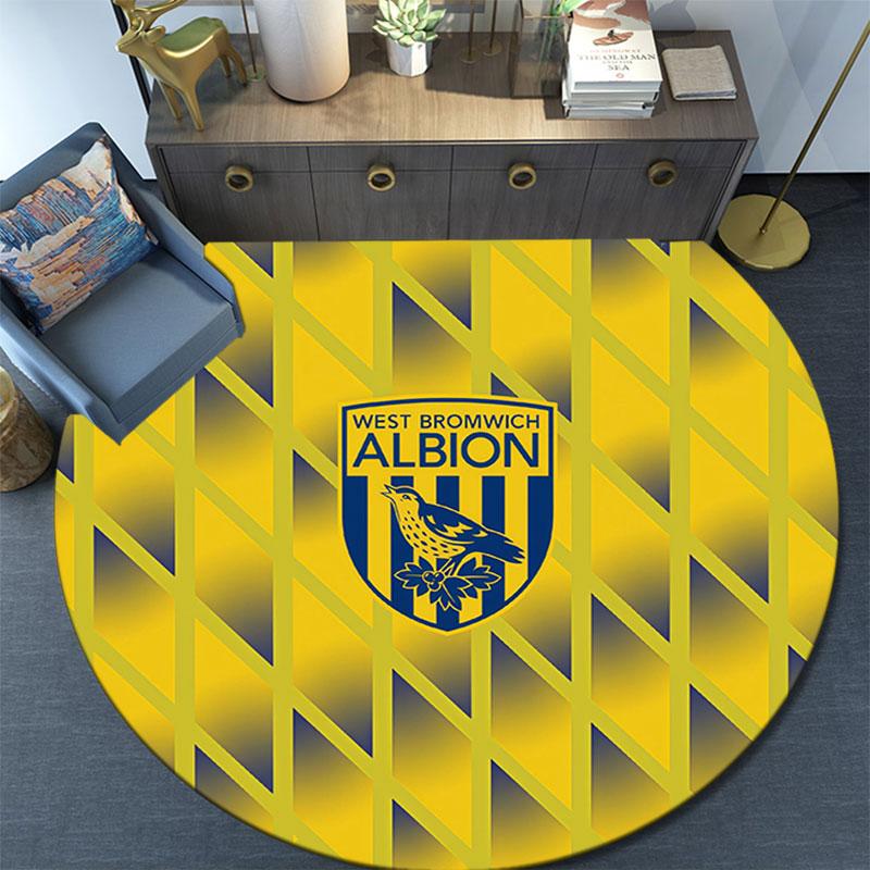 West Brom,Round Area Rug,Carpet Rug for Living Room Bedroom Sofa Playroom Decor,Non-slip Floor Mat