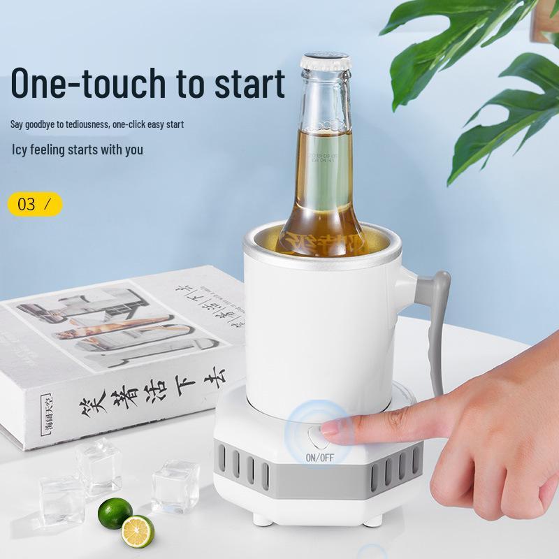 Portable Mini Cooler for Rapid Beverage Cooling and Warming