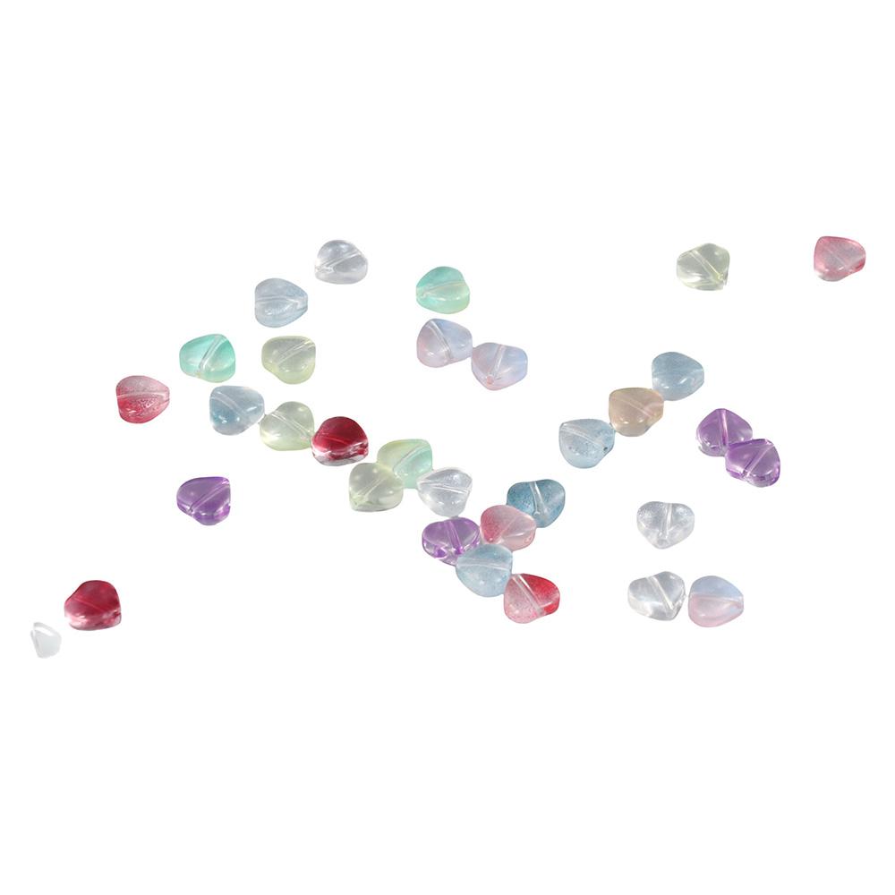 

200Pcs 8mm DIY Bracelet Necklace Loose Bead Spacer Beads Small Hole Glass Heart Beads