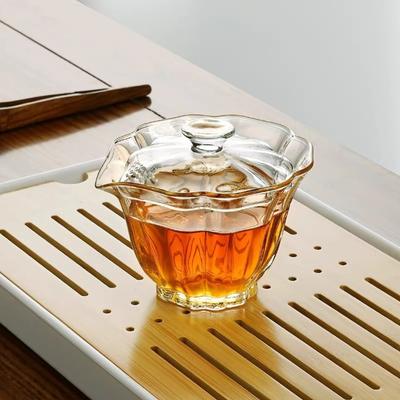 Modernes kleines Gaiwan-Teeservice aus Glas, praktische Terrine aus Glas, Zubehör für die Teezeremonie als Geschenk für Teeliebhaber