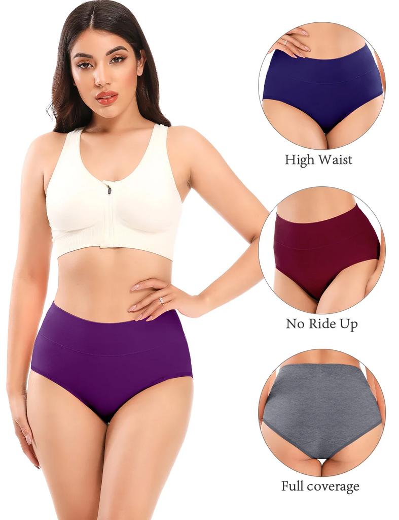 Women's Cotton Panties High Waist Postpartum C String Briefs Ladies Soft Tummy Control Underwear Large Size Underpants