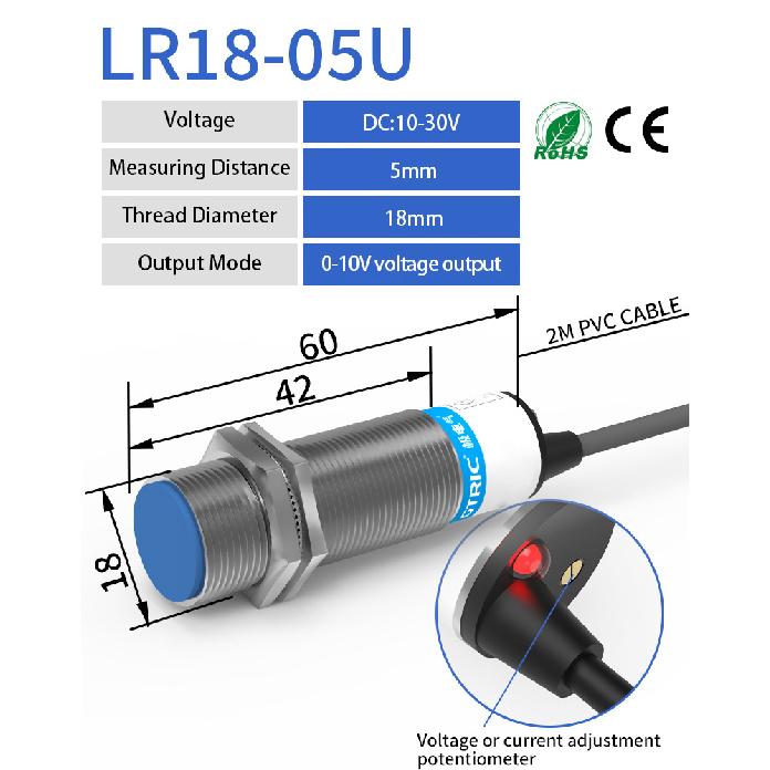 GTRIC Analog Linear Displacement Proximity Sensor M12 M18 M30 0-10V Voltage or 4-20mA Current Output Inductive SwitchReplacement Sensors2