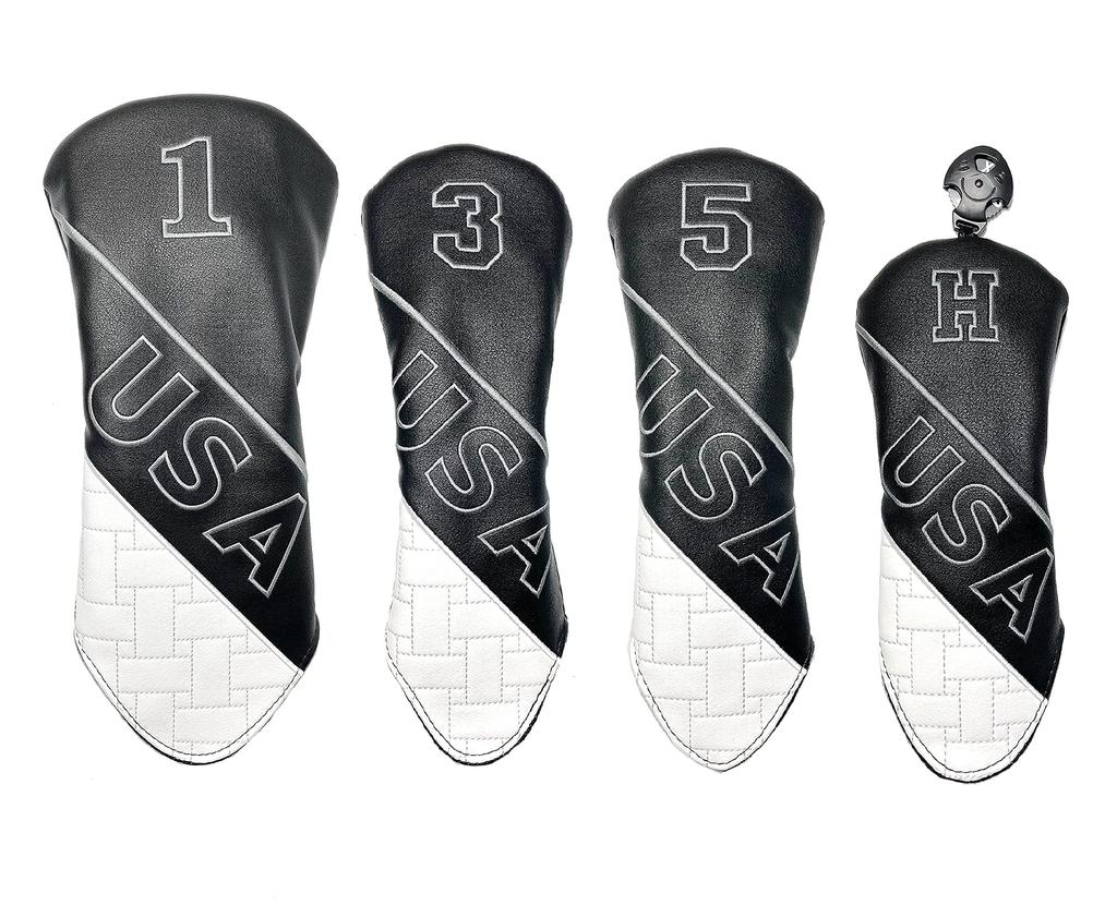 Golf head driver wood utility UT H cover, cover, cover, cover, cover, 4-piece set, No. 1, No. 3, No. 5, No. (Black, No. 1, 3, 5, H, 4-piece set)