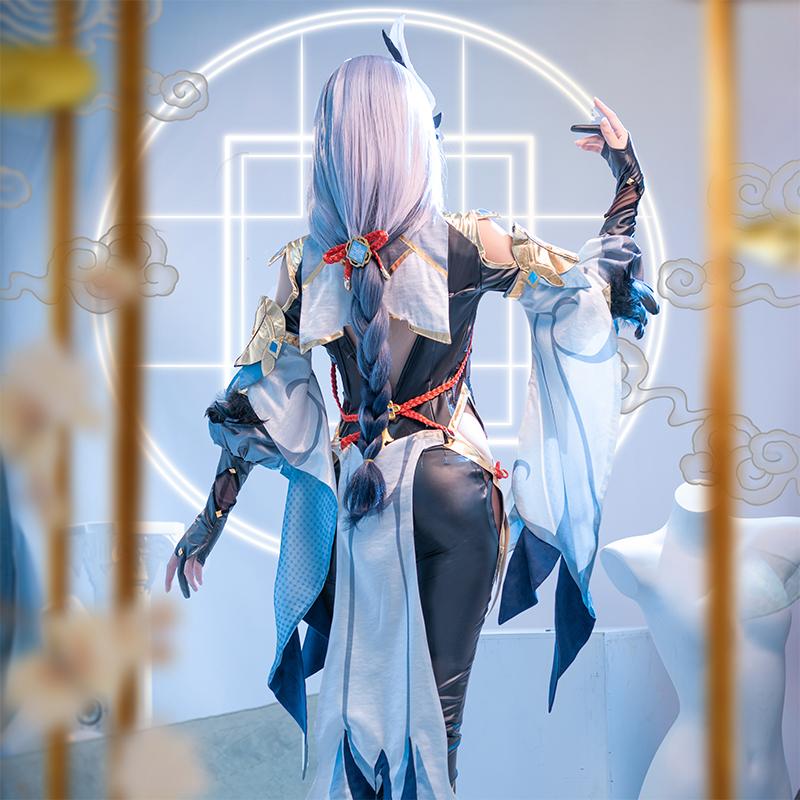 Shenhe Cosplay Costume Genshin Impact Shenhe Cosplay Costume Women Sexy Jumpsuit Outfits Halloween Full Set