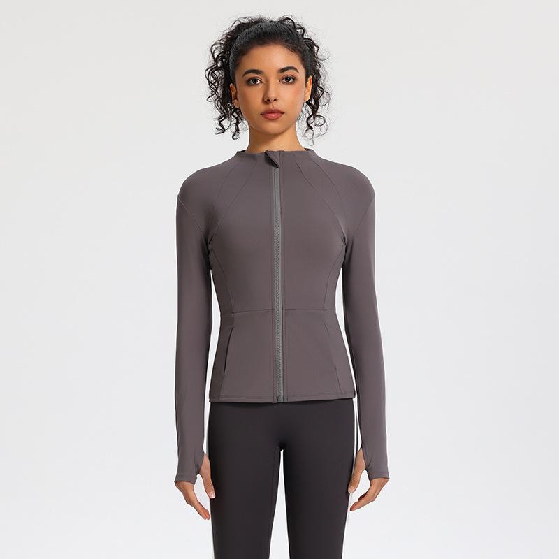 Giacca da Corsa da Donna Slim Fit ad Asciugatura Rapida - Manica Lunga, Top Casual con Zip per Palestra e Yoga, Primavera/Autunno.