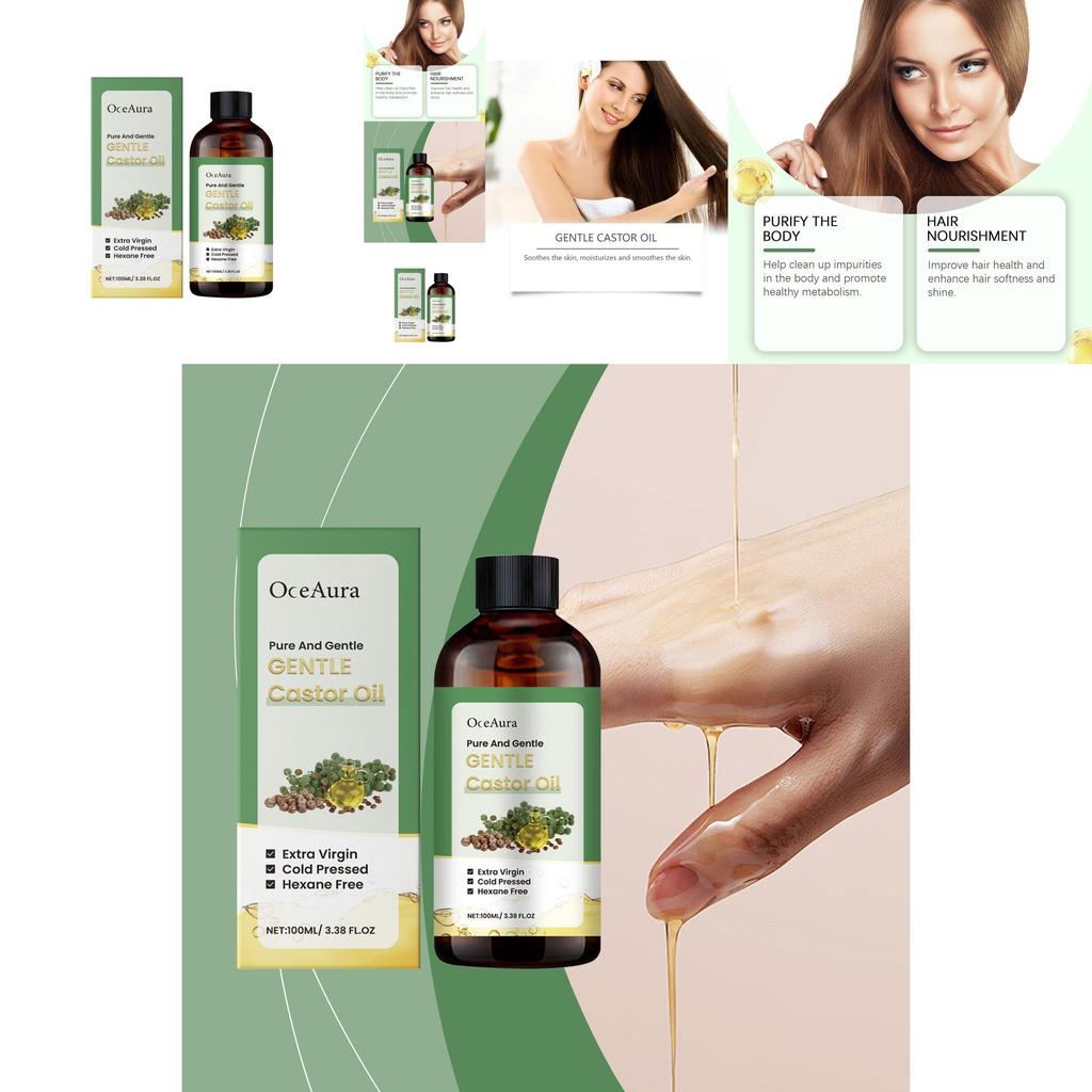 Oceaura Multi-Effekt Rizinusöl Sanft Hydratisierend Feuchtigkeitsspendend Hautreparierend Nährende Essenz 100ml