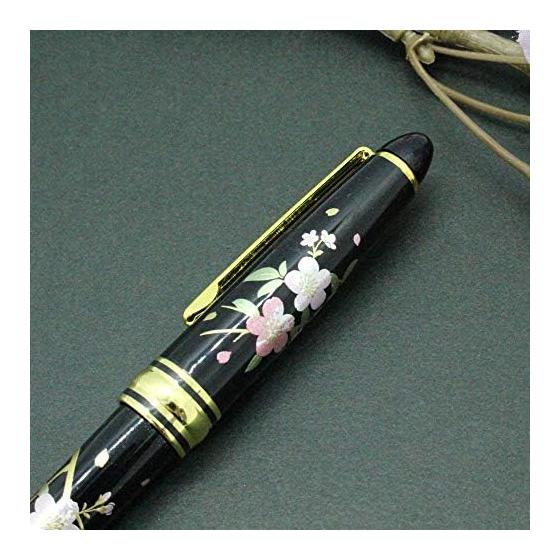 Maki-e Ballpoint Pen, Cherry Blossom, Pure Gold Powder, Lacquerware, Kaga Yamanaka, Luxury Writing Instrument with Case