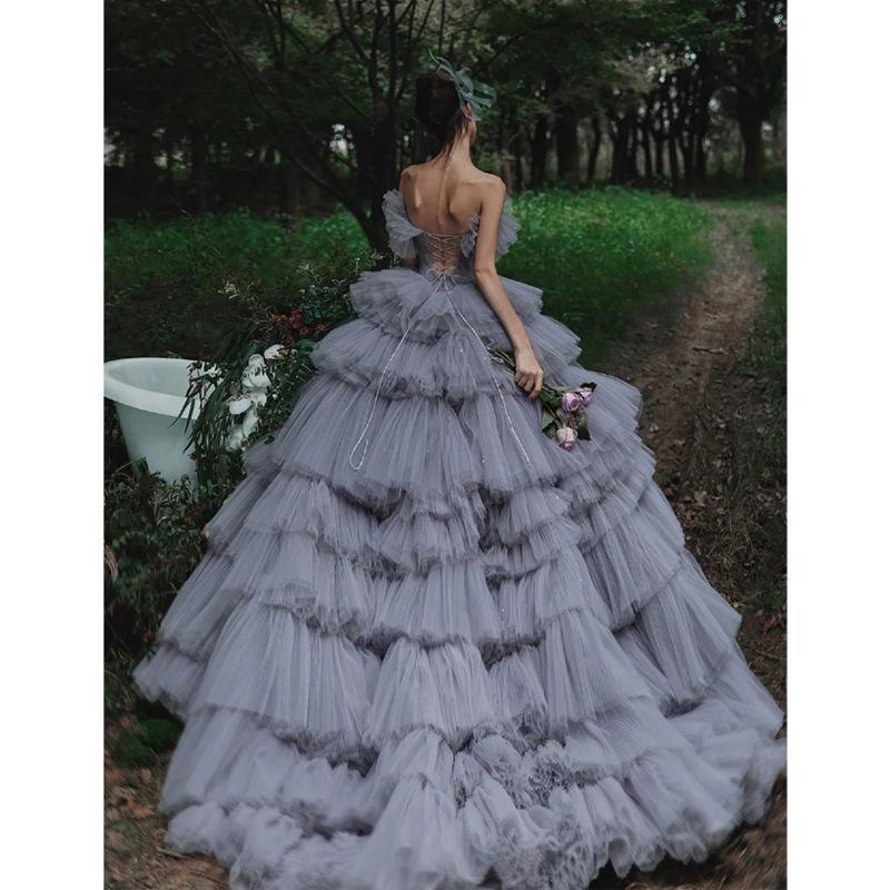 2025 Evening Wedding Dress: Studio Yarn, Outdoor Trailing Cake Skirt, Mori Style Travel Photography Gown