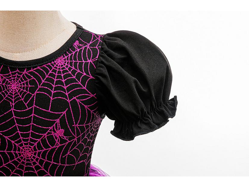 Halloween Lila Puffiges Ballkleid für Mädchen - Kurzärmeliges Prinzessinnenkleid