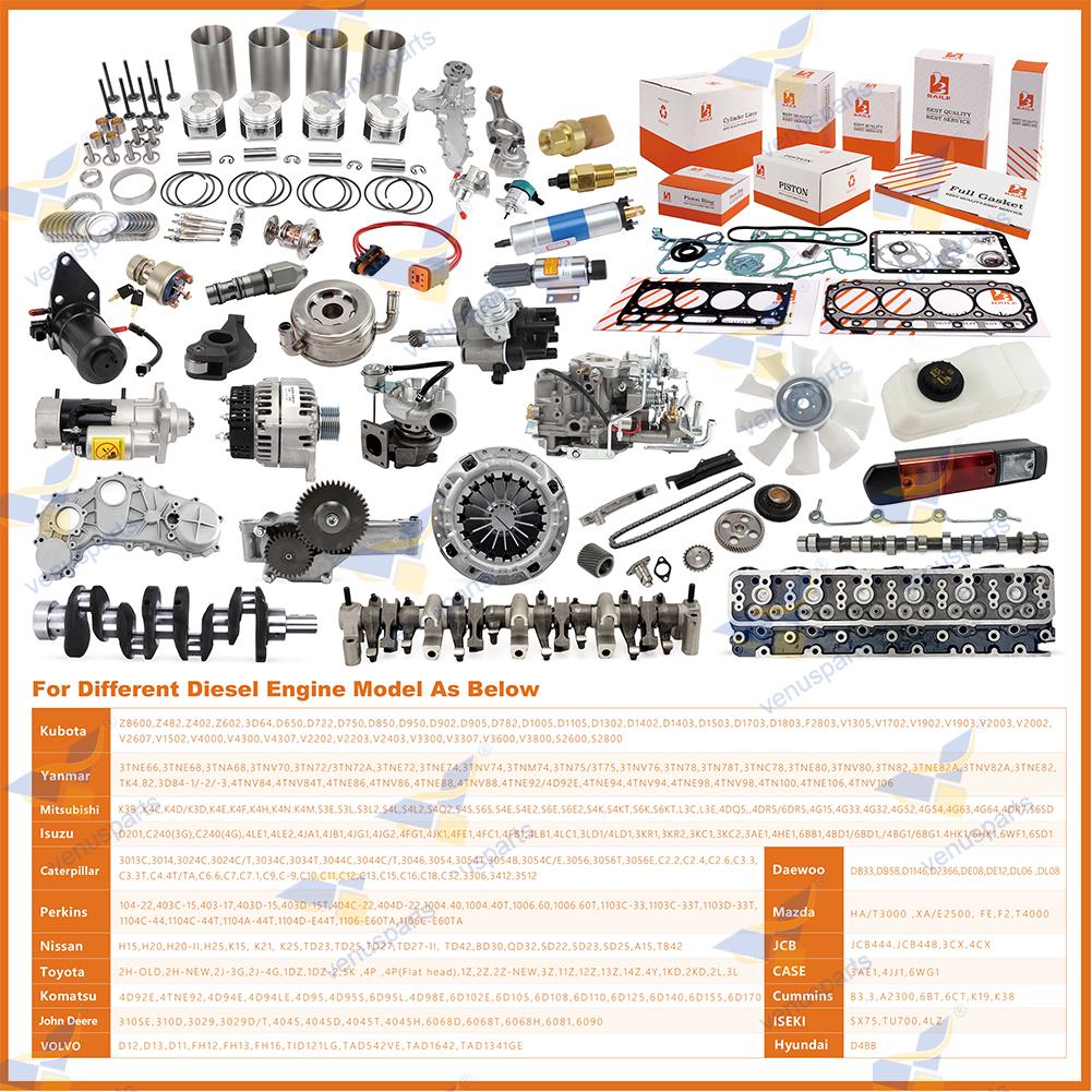 JX493 4JB1 4JA1 Cylinder Liner For ISUZU Diesel Engine Parts 4-Cylinder Overhaul Rebuild Kit Engine Repair Parts