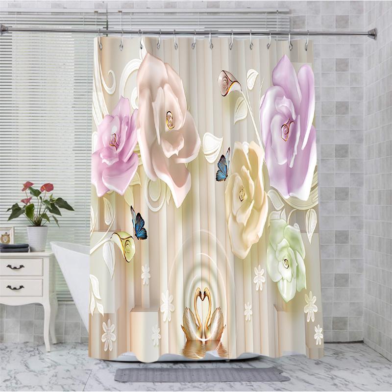 3D Background Bathroom Shower Curtain Animal Waterproof fabric bathroom Curtain With 12 Hooks Sunflower Home Deco Free Ship