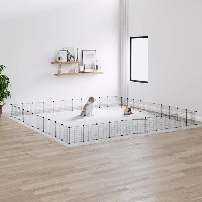 3114022 vidaXL Cage animaux de compagnie à 44 panneaux et porte Noir 35x35 cm