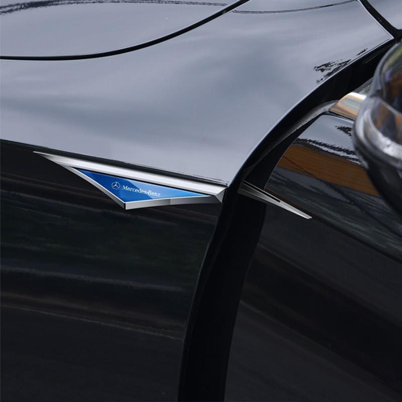 2Pcs Metal Car Fender Side Wing Emblem Badge Sticker for Mercedes Benz AMG B C E Class A Class C200L GLC GLK GLA JL1
