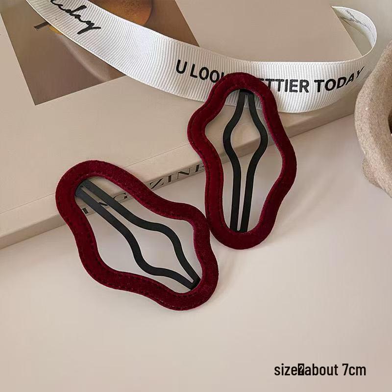 French Retro Red Cloud Waterdrop Hair Clip for Women - 2025 Temperament BB Side Clip Headwear