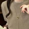 Winter and Autumn Vintage Tiger-eye Stone Heart-shaped Flower Pendant Pull Necklace for Elegant Women's Sweater Chain